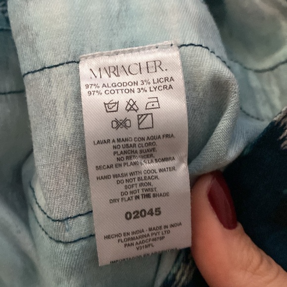 Maria Cher Blue Floral Printed Jumpsuit with Belt, Size S - Picture 5 of 5